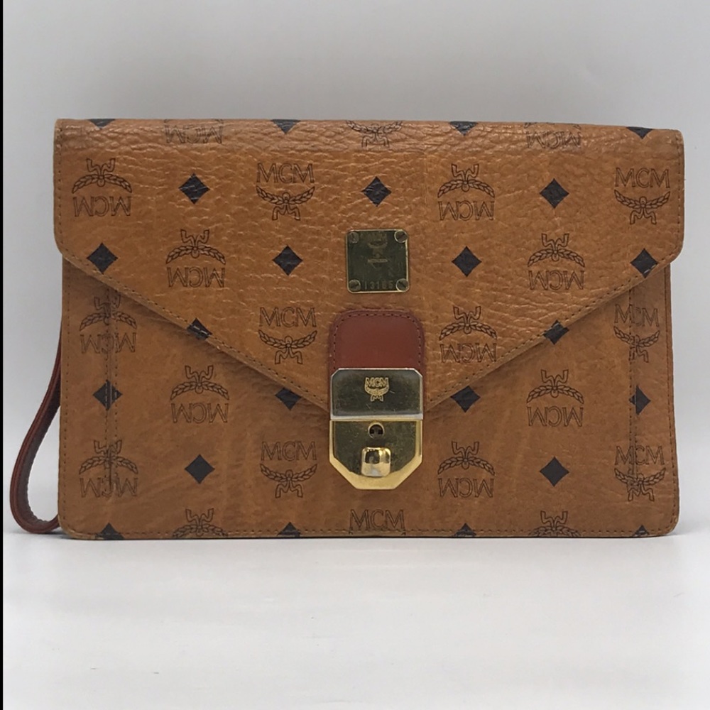Authentic MCM Cognac Vintage Clutch or Wristlet